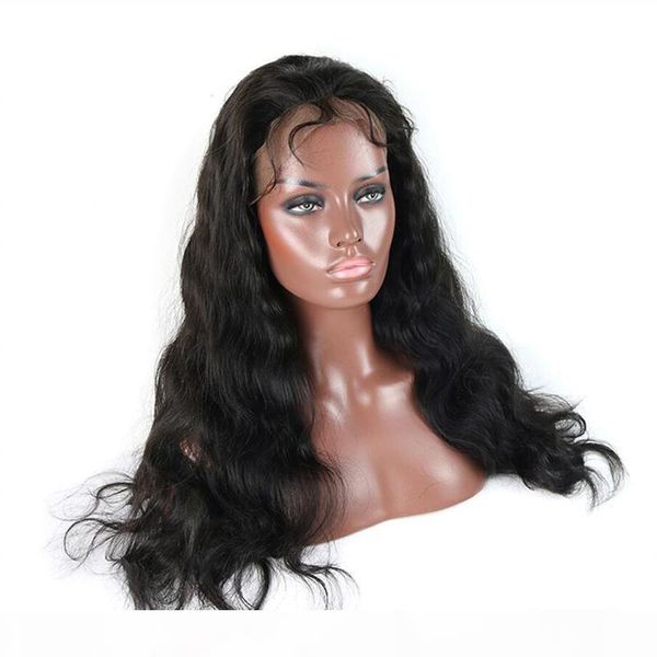 

full lace human hair wigs for black women brazilian body wave natural hair line full lace wigs with baby hair black color, Black;brown