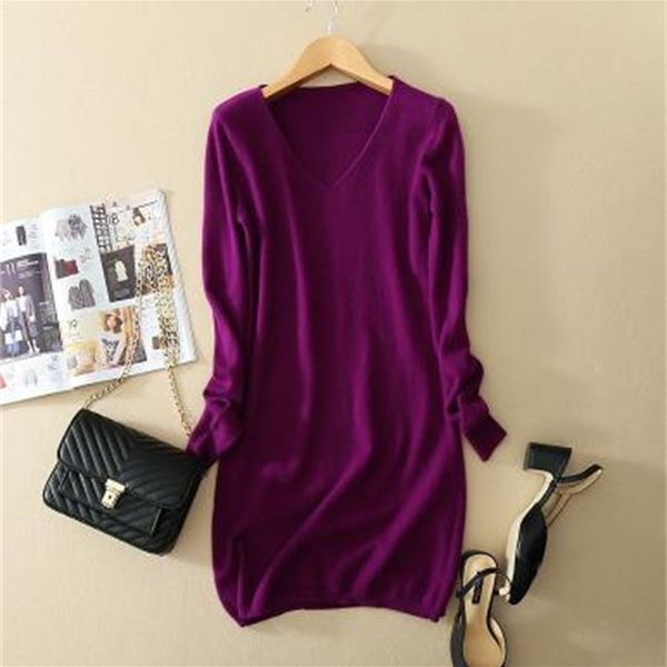 

2021 new cashmere long autumn winter sweaters and pullovers v-neck knitted sweater women pull femme hiver sa56, Black;gray