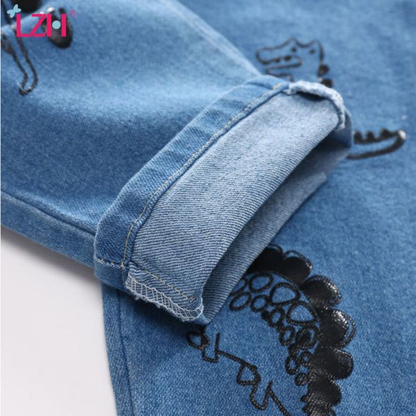 

2020 new fashion spring autumn boys jeans for kids soft trousers baby boy cartoon dinosaur printed casual pants children's jeans q1219, Blue