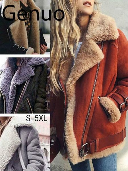 

winter jackets women loose flocking warm thin coat women casual suede woman parkas velvet cotton outerwears1, Black;brown