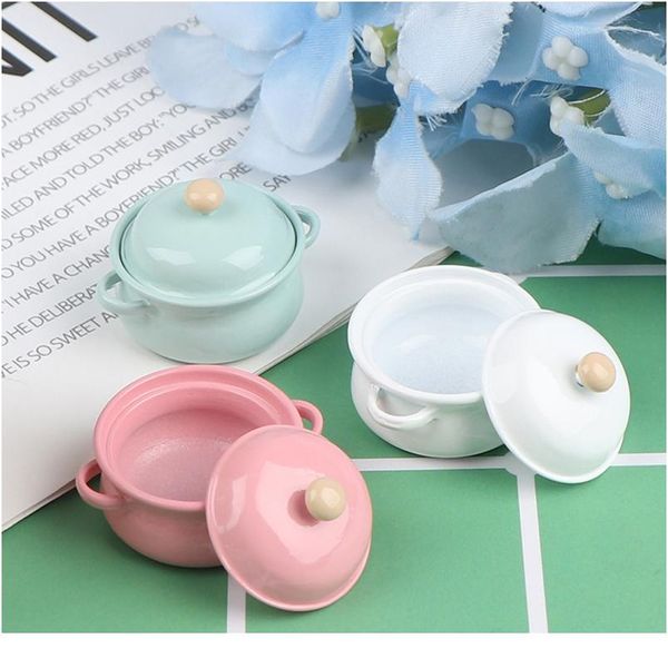 

1pcs 1/12 dollhouse miniature accessories mini soup pot with food simulation kitchenware model toys for doll hou bbyumx