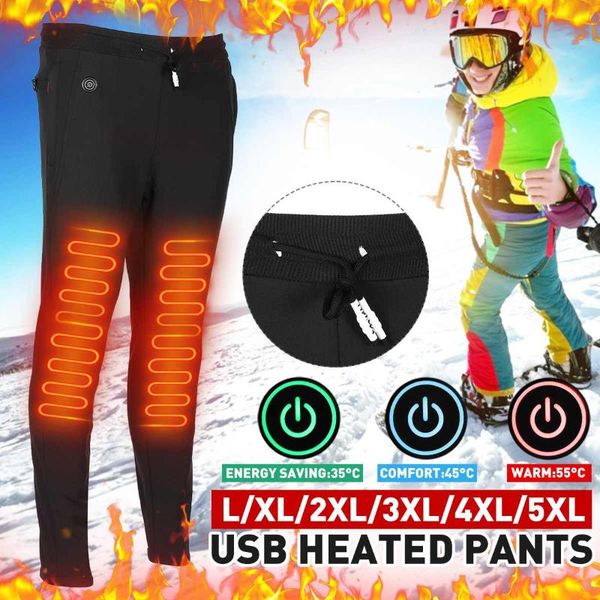 

outdoor pants electric heated warm men women usb heating base layer elastic trousers insulated heatedunderwear for camping hiking, Black;green