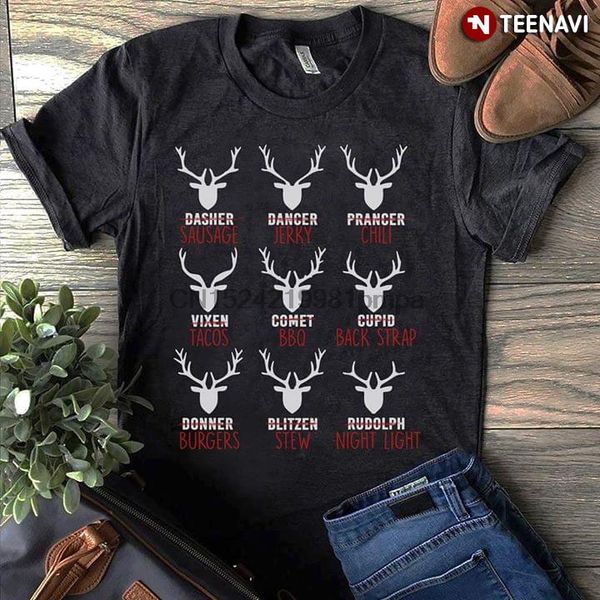 

sport men t shirt deer dashier sausage dancer jerky prancer chili vixen tacos comet bbq cupid back strap women tshirts