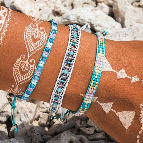 

bohemian handmade beads friendship braided rope bracelets for women adjustable charms cotton weave bracelet men jewelry new, Golden;silver