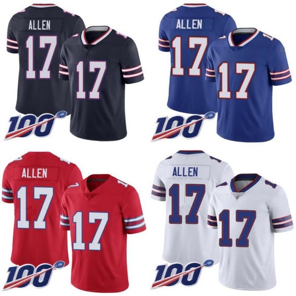 

men #17 josh allen women youth nfl 100th season vapor limited jersey, Black;red