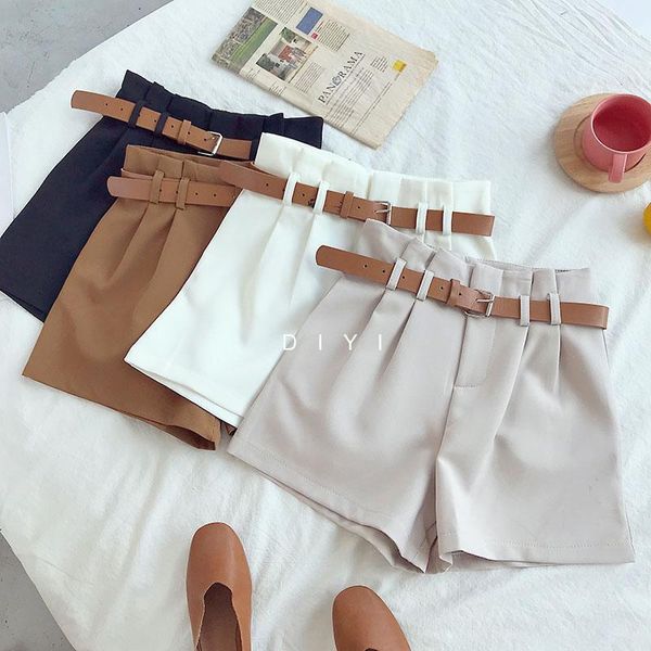 

women's shorts casual wide leg suit women's autumn style korean fashion simple high waist show thin, versatile a-line shorts1, White;black