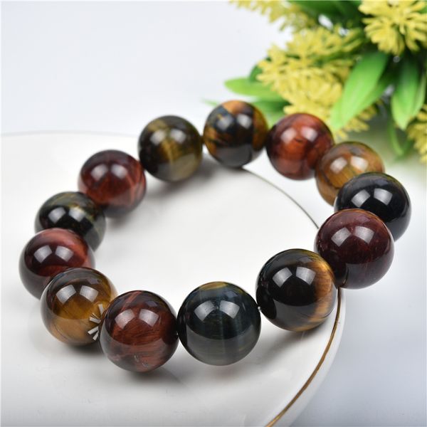 

fuhong natural color hand crystal crystal string color stone yellow tiger eye stone blue tiger eye hand string infx5, Golden;silver
