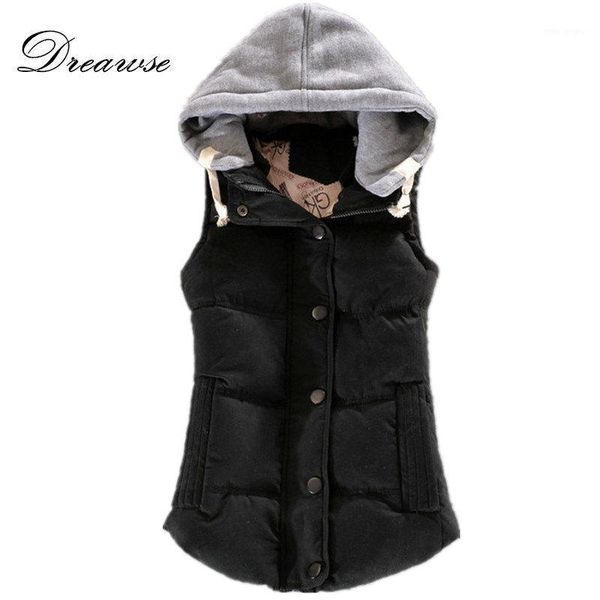 

dreawse autumn winter fashion cotton vest women patchwork sleeveless hooded collar casual coat colete feminino waistcoat mz15171, Black;white