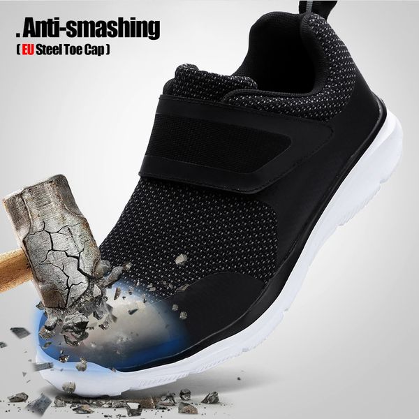 

larnmern мужской обувь безопасность стала носок строительство защитной обувь легкие 3d противоударной работа sneaker обувь для мужчин 201020, Black