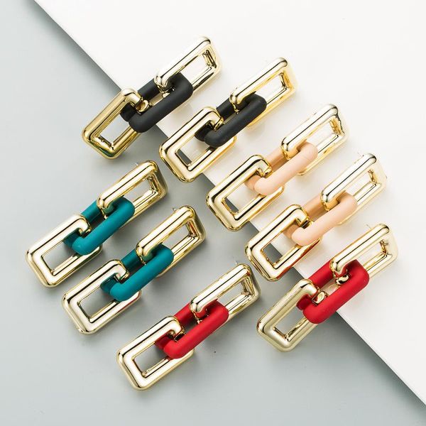 

dangle & chandelier fashion metal geometric rectangle drop earrings vintage resin long chain tassel for women boho brincos, Silver