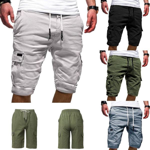 

mens cargo shorts mens beach shorts loose work casual short pants men's multi-pocket sports fitness, White;black