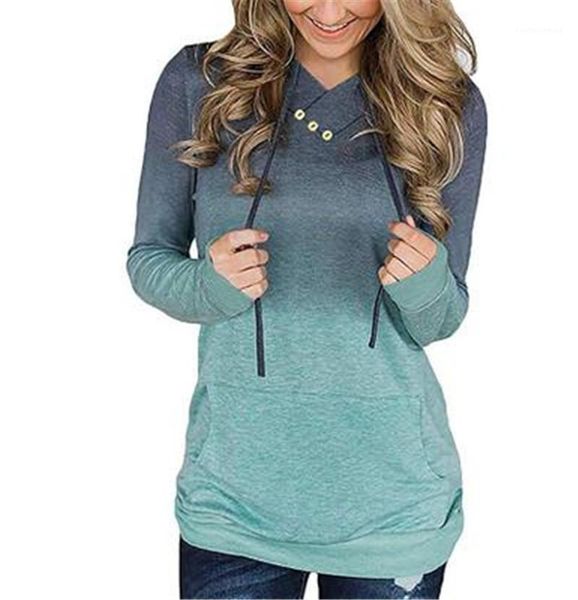 

tie dye v-neck loose hoodies pullover designer female long sleeve casual sweatshirts women gradient hooded sweater fashion autumm, Black