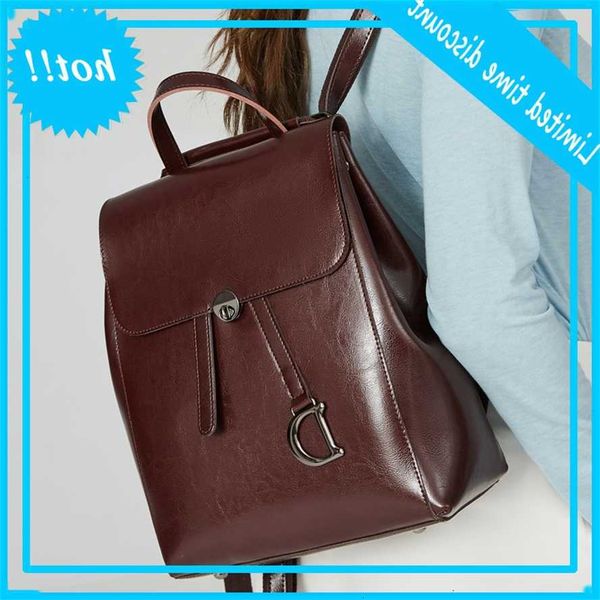 

2021 new oil wax cow backpack leather women's bag fashion schoolbag guangzhou