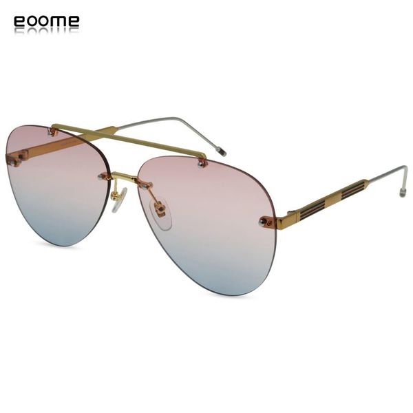 

eoome's original design lady new 2021 metal sunglasses pilot rimless shape uv 400 with case24 hours delivery, White;black
