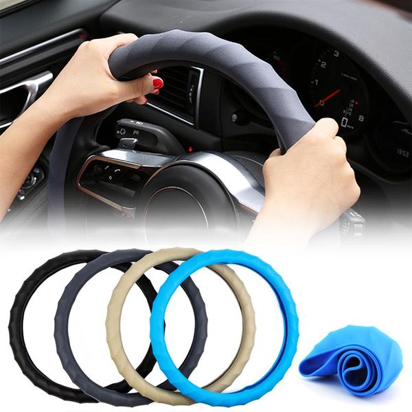 

car multi color universal skin soft silicon steering wheel cover auto silicone steering wheel glove soft cover auto accessories