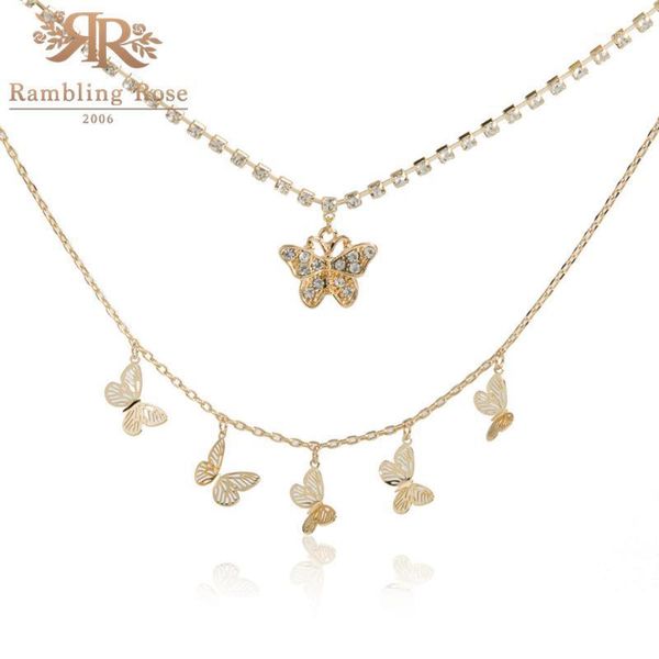 

new fashion necklace 2020 butterfly crystal gold necklace vintage multiple layers pendant collar choker jewelry gift1, Golden;silver