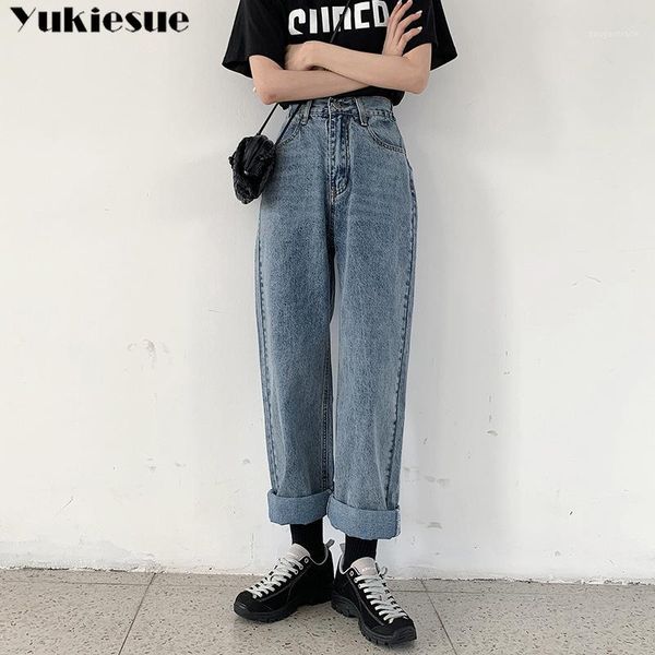 

women's jeans vintage boyfriend woman's with high waist woman mom women's straight for women jean femme plus size1, Blue
