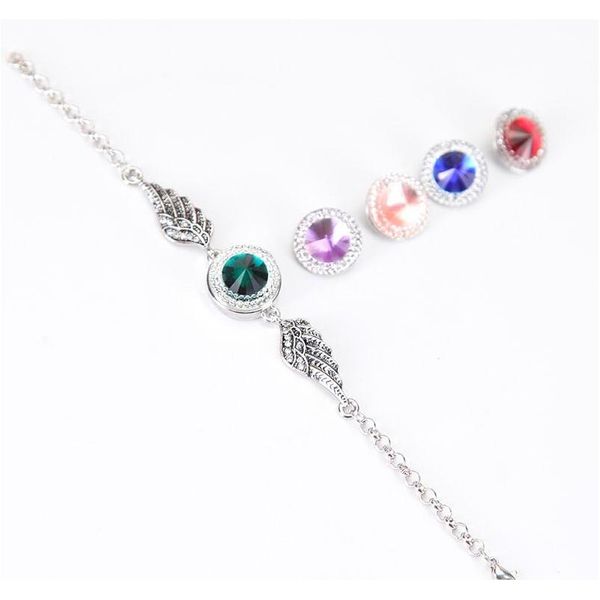 

3pcs crystal angel wings bracelets bangles antique silver diy ginger snaps button jewelry 2017 n sqcdde homes2007, Golden;silver