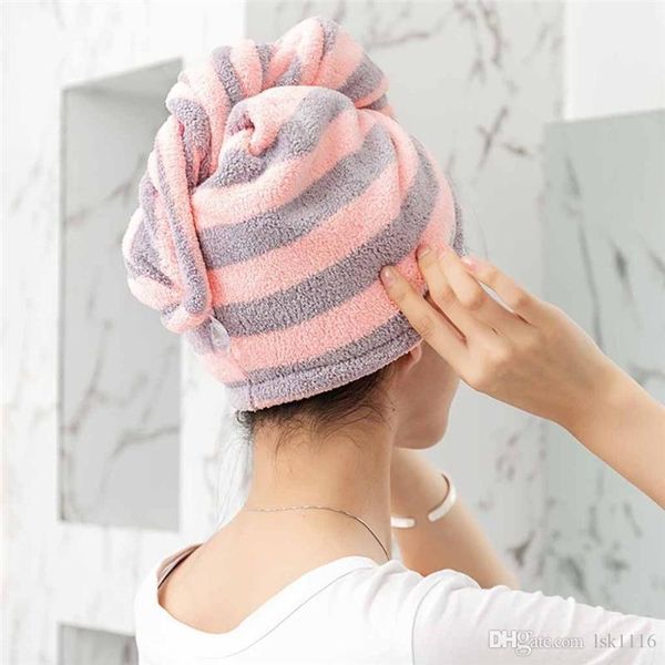 

1 pcs magic microfiber bathing quick dry hair cap turban wrap towel hat bathroom cute long hair hair-drying shower caps