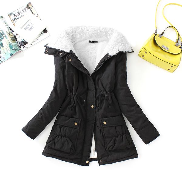 

fitaylor winter cotton coat women slim snow outwear medium-long wadded jacket thick cotton padded warm cotton parkas lj200825, Black