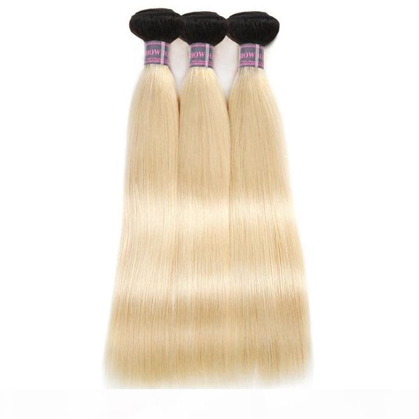 

selling brazilian hair t1b 613 silky straight hair bundles 4pcs blonde color good 10a malaysian peruvian virgin human hair extensions, Black
