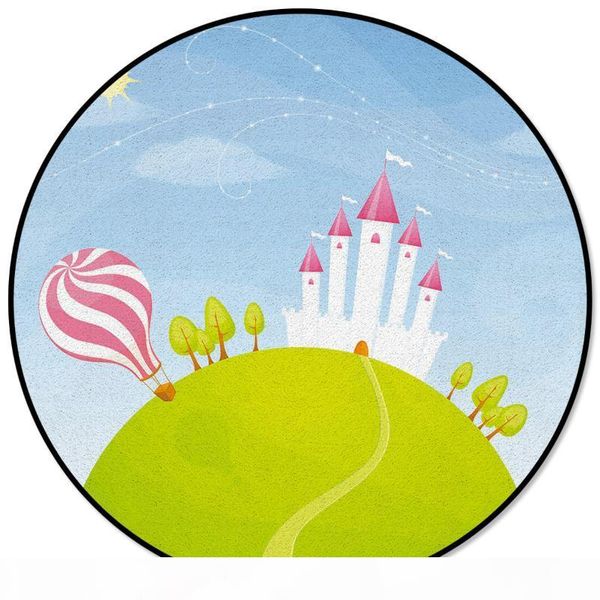 

мультфильм hot balloon castle house pattern ковровых коврики для гостиной главной круглого коврика для детей номера для скольжения