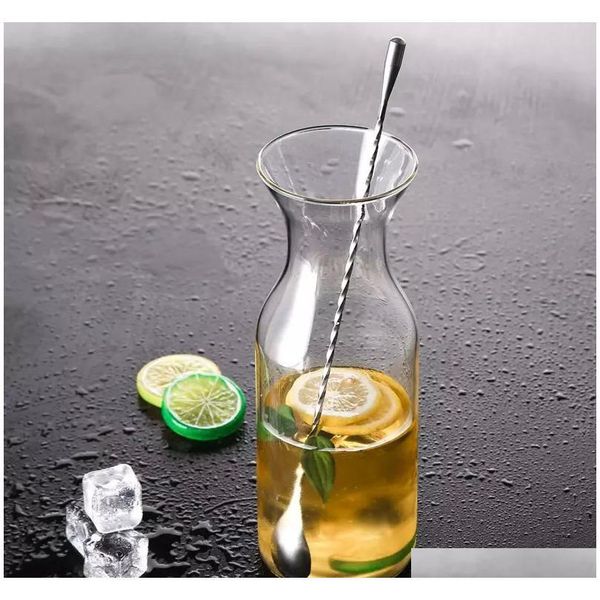 

50pcs stainless steel bar spoon mixing spoon long handled drink mixer spiral pattern bar cocktail shaker spoon bartender wine tools xx kre6t