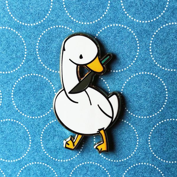 

funny mischievous goose pastel hard enamel pin killer gooses brooch cartoon kawaii animal badge fashion unique jewelry gift, Gray