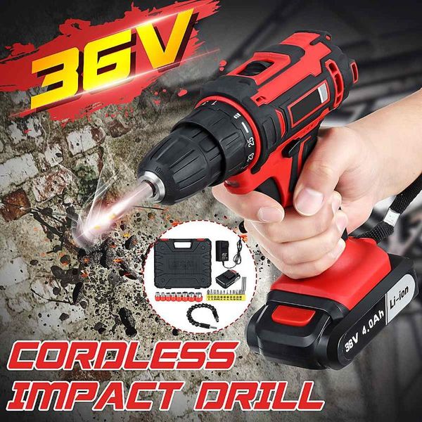 

drillpro 36v electric cordless brushless impact drill 16800mah rechargable diy power tool 2 speeds hammer drill screwdriver
