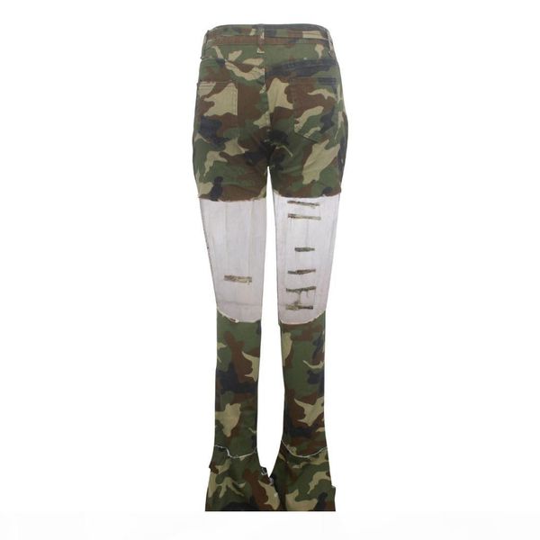 

flare camouflage jeans high waist female boot cutjeans with a tight waistl denim ripped jean woman plus size#g5, Blue