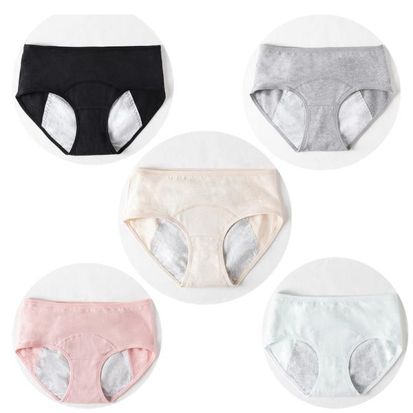 

menstrual pants women menstrual panties leak proof incontinence underwear panties menstruation mid-waist breathable leakproof, Black;pink