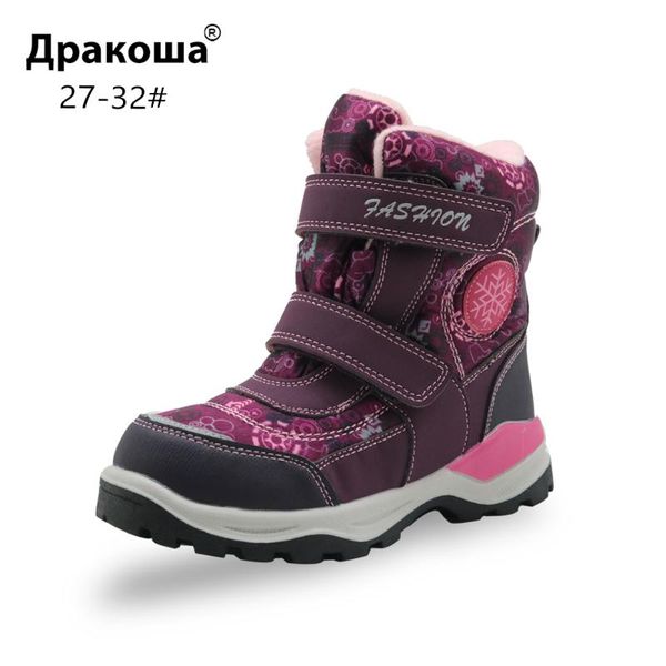 

apakowa girls winter boots kids waterproof warm woolen ankle snow boots snow weather hiking mountaineering outdoor sports shoes, Black;grey