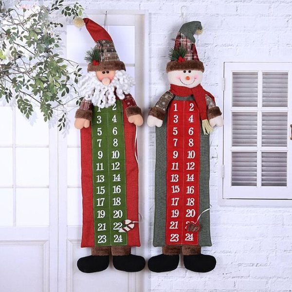 

christmas decorations 1pcs/lot advent calendars 23*90cm santa claus snowman doll wall calendar festival supplies ornament for party decorate