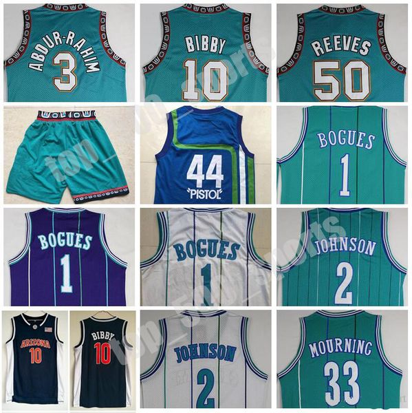 

ncaa basketball michael mike bibby jersey shareef abdur rahim bryant reeves muggsy bogues larry johnson alonzo mourning pistol pete maravich, Black;red