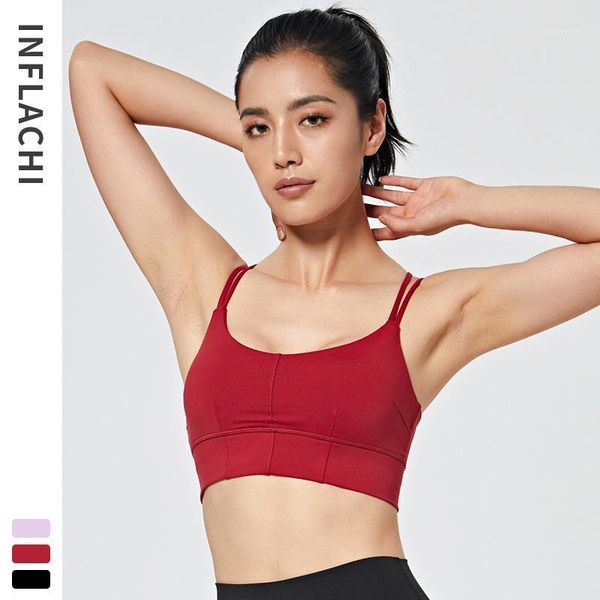 

gym clothing style beauty back sports underwear female fitness running outer wear yoga clothes online celebrity section bra cross sp1, White;black