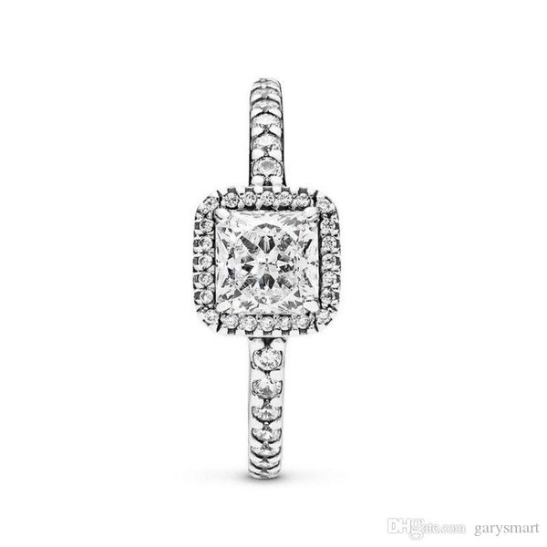 

100% s925 Sterling Silver Square Diamond Women RINGs for Pandora steyle Wedding Ring Original Box gift