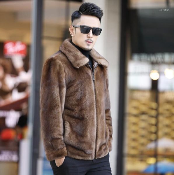 

autumn brown faux leather jacket mens winter thicken warm fur leather coat men loose jackets fashion b1931, Black