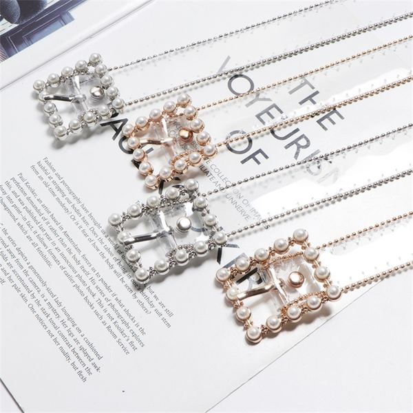 

women 2020 summer pvc fashion belt square buckle pearl beaded buckle designer belt cinturon mujer t200427, Black;brown