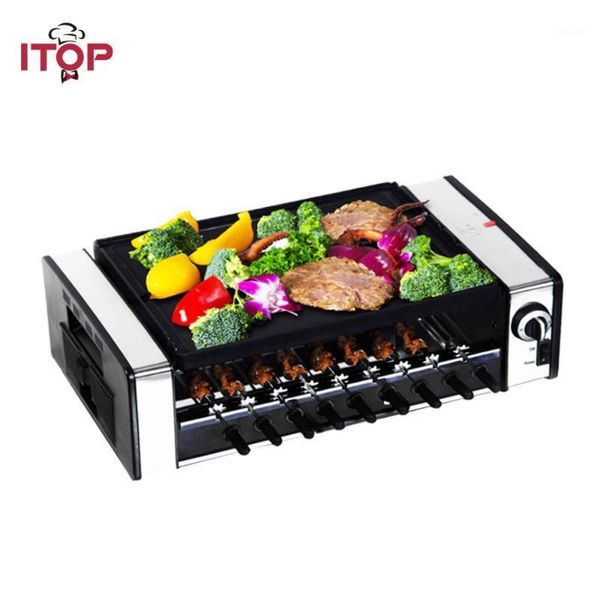 

ielectric bbq grill home smokeless electric kebab machine korean baking tray automatic rotation skewer grills1