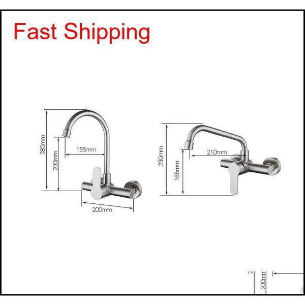 

kitchen faucet stainless steel bathroom basin sink tap wall mounted 360 degree swivel double hole cold wate jllozg bdefight