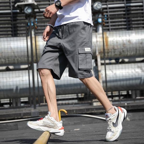 

men's shorts summer casual men's tooling wind straight cotton elastic band large size 5xl fashion gray black men1, White;black