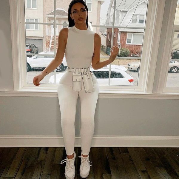 

sleeveless slim high waist sports jumpsuit workout women set ropa deportiva mujer gym clothes for kg-220, White;red