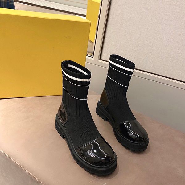 

new designer genuine real leather ankle boots shoes with knitting low heel ankle boots shoes ladys slipon flat motorcycle boots, Black
