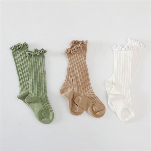 

cute girls ruffle newborn knee high baby girl fashion all-match socks for toddler children kids sock 1-9y y201009, Pink;yellow