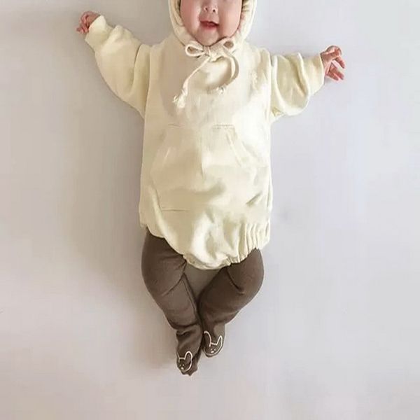 

2021 spring new baby bodysuits pure colour long sleeve hooded romper boys girls sweatshirt clothes e746, Blue