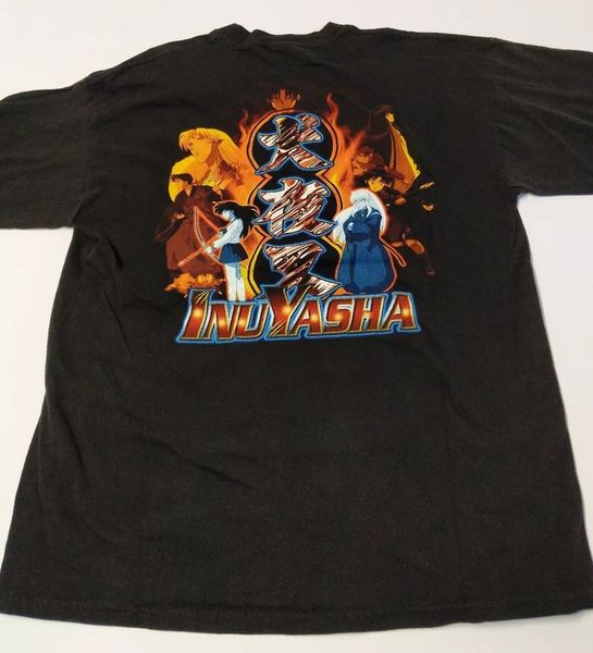 

vtg 2003 inuyasha long sleeve black anime promo cartoon manga cartoon men new fashion sport hooded sweatshirt hoodie t shirt