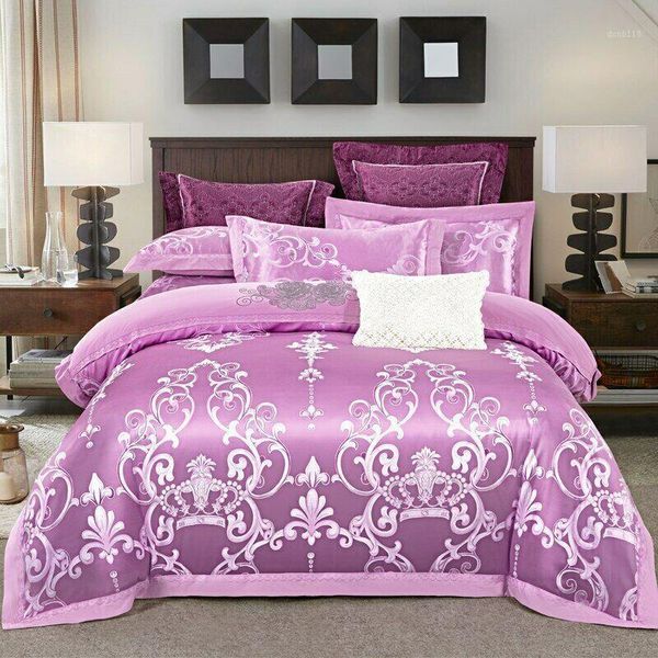 

luxury silk cotton bedding set quilt cover bed sheet pillowcases  king new1