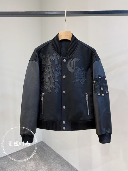 

crisin пара деловая повседневная замша вершина бейсбол мужская куртка, Black