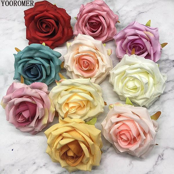 

decorative flowers & wreaths yooromer 5pcs artificial flower head 8.5cm rose for wedding decoration diy christmas wreath gift floral silk pa