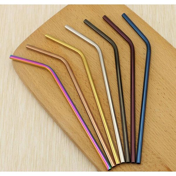 

colorful stainless steel drinking straw 21.5cm bent reusable straws juice party bar accessorie jllwnm home003